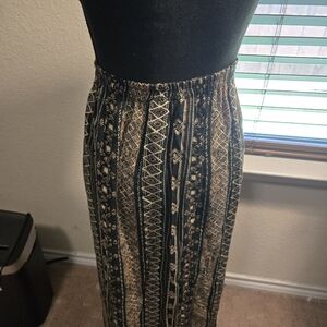 Black and Tan Patterned Maxi Skirt
